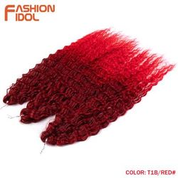 Ariel Hair Water Wave Crochet Braids, Synthetic Twist Curly Hair Ombre Blonde Brown Deep Wave Braiding Hair Extensions t1b red 24inches 60cm