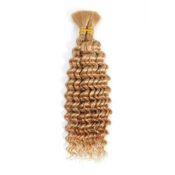 Brazilian Virgin Human Hair Deep Wave Bulk, No Weft Braiding Hair For Boho Braids brown 14inches