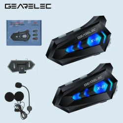 Bluetooth 5.3 Motorcycle Helmet Headset, Waterproof Earphones With Speaker, Tri Color Ambient Light & Auto Answering non intercom Headset