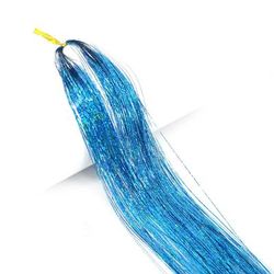 Long Sparkle Hair Tinsel Extension, Glitter Shiny Strands For Women Braiding, Headdress, Party, Hippie Hair Accessory 8 22inches 55cm