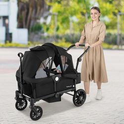 2 Seater Push Pull Collapsible Kids Wagon Stroller With Adjustable Handlebars 2 Seater Push Pull Collapsible Kids Wagon Stroller With Adjustable Handlebars