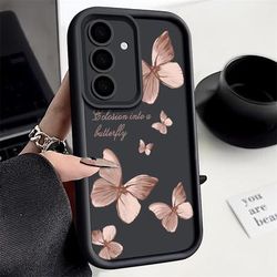 Trendy Gold Butterfly TPU Phone Case Stylish Protective Cover For Samsung Galaxy black for Samsung A55