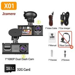 1080P Car Dash Cam With Front And Rear Cameras And Night Vision 2 Cameras 32gb Card
