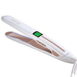 Titanium Digital Flat Iron With LCD Display And Dual Voltage For Smooth Styling white