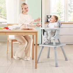 6 in 1 Convertible Baby High Chair With Adjustable Removable Tray, Multifunctional Toddler Booster Seat 6 in 1 Convertible Baby High Chair With Adjustable Removable Tray, Multifunctional Toddler Booster Seat