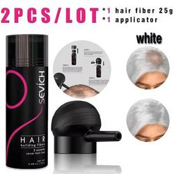 Hair Fiber Applicator Set For Concealing Bald Spots And Thinning Hair white