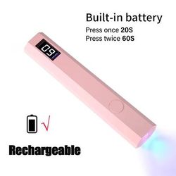 LULAA Cordless Rechargeable UV Nail Lamp With LCD Display, Fast Curing Portable Nail Dryer With Stand pink