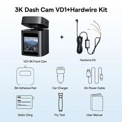 Baseus VD1 3K Front And Rear Dash Cam With GPS Galileo And Supercapacitor For 24 Hour Car Parking Surveillance front + Hardwire Kit none