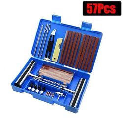Heavy Duty Tubeless Tire Repair Kit, Puncture Repair Tools For Auto, Van, Motorcycle & Bike 57pcs
