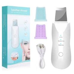 Deep Cleansing Facial Skin Scrubber | Face Spatula Exfoliator & Blackhead Pore Cleaner white