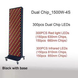 Dual Chip Red & Infrared Light Therapy Panel 630nm 660nm 810nm 850nm LED Treatment For Face & Body Wellness black 1500w 4s