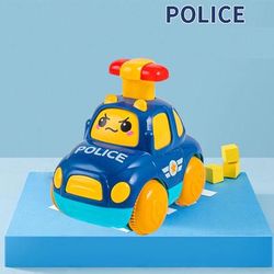 Baby Animal Car Toys, Toddler Press And Go Cars With Lights, Wind Up Pull Back Toy Cars police Car No Light