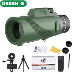 High Power Monocular Telescope With Tripod And Phone Adapter For Outdoor Camping And Hiking green B