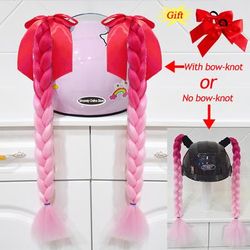 Twist Dual Pigtail Wig For Motorcycle Helmet, Women Braided Hairpiece With Sucker Attachment For Motorbike Helmets 2pcs B40(no Helmet)