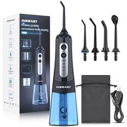 INSMART Dental Water Flosser Portable Teeth Cleaner Oral Irrigator With 300ML Tank And Whitening Jet Modes black Sky Blue