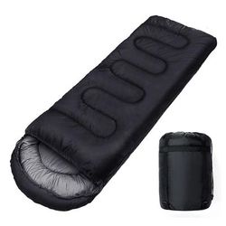 Lightweight 4 Season Camping Sleeping Bag Warm Envelope Design For Backpacking & Outdoor Adventures black