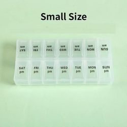New Weekly Pill Organizer, Portable 7 Day Travel Pill Case With 14 Grids For Vitamins, Medicine & Fish Oil Tablets transparent S