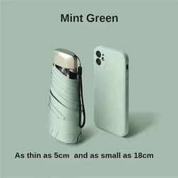 Mini Folding Sun And Rain Umbrella With UV Protection mint Green