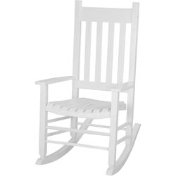 Outdoor Rocking Chair Patio Rocking Chair Porch Rocking W High Back Solid Wood Rocker Chairs For Garden, Deck, Yard white