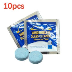 All Season Windshield Washer Effervescent Tablet, Solid Concentrate, Shellac Free Formula For Streak Free Cleaning 10pcs