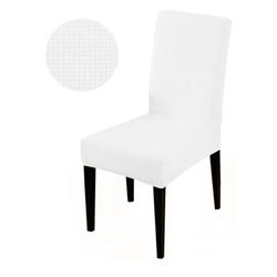 FlexFit Universal Elastic Chair Cover For Dining And Living white 2