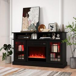TV Stand With Electric Fireplace, LED Lights & Remote Control For TVs Up To 40 Inch TV Stand With Electric Fireplace, LED Lights & Remote Control For TVs Up To 40 Inch