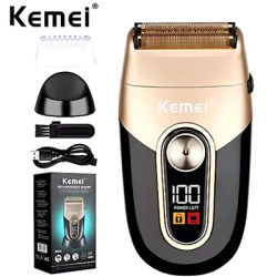 Kemei Electric Shaver for Men USB Rechargeable Beard Trimmer Waterproof Razor Reciprocating Barber Precision Trimmer Twin Blade