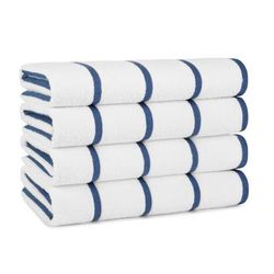 Arkwright Home Las Rayas Beach Towel 30x60 Navy (4/Pack) (PNP-BT-HS3060-15NV)