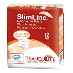 Tranquility Slimline Unisex Youth Incontinence Brief Size 5 to 6 Disposable Heavy Absorbency (695739_BG)