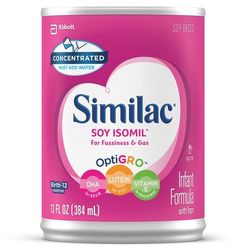 Similac Soy Isomil Infant Formula Unflavored 13 oz. Can Concentrate Soy Lactose Intolerance / Galactosemia (685972_EA)