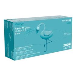 Ventyv Ultra 3.5 CORAL (FLAMINGO) Exam Glove Large NonSterile Nitrile Standard Cuff Length Textured Fingertips Coral Not Rated (1147780_BX)