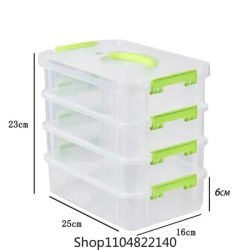 4 Layers Stackable Transparent Organizer Box Kids Toys Desk Makeup Jewelry Multi-Tier Plastic Storage School Office Container