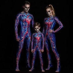 Costume di Carnevale Tuta Intera Costumi zentai con motivi Costume Cosplay Body 3D Scheletro Stampa Costume Sexy Halloween Per uomo Per donna Ragazzi Costume per Feste Performance Mascherata Bambini