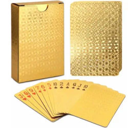 1 boîte de cartes à jouer en feuille d'or, cartes à jouer imperméables haute définition, jeux de Table mats pour Collection de cadeaux