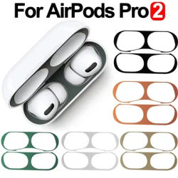 Étui autocollant de protection contre la poussière en métal pour Apple AirPods Pro 2, Film de protection anti-poussière pour écouteurs, accessoires de boîte pour écouteurs