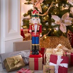 19"H Pre-Lit Nutcracker by BrylaneHome in Red Blue