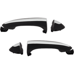 Replacement Exterior Door Handle Plastic Black with chrome insert, Front, Driver & Passenger Side, SET-RC46250015K