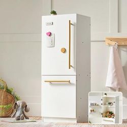 Tiny Land Play Kitchen Accessories Play Kitchen Fridge: Wooden Cabinet Refrigerator for Kids