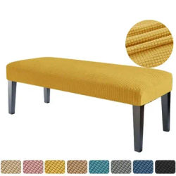 1PC Polar Fleece Bench Cover Stretch Piano Stool Cover Long Bench Seat Case Furniture Protector for Bedroom Home Hotel Decor