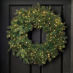 Christmas Luminous Pine Wreath, 26" - Grandin Road
