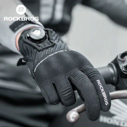 ROCKBROS SBR Palm Pad Gloves Shock Absorption Autumn Winter Gloves Breathable Wrist Extended Motorcycle Gloves Riding Protection