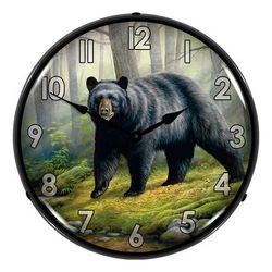 Collectable Sign and Clock Woodland Morning Bear Backlit Wall Clock