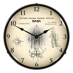 Collectable Sign and Clock 1975 NASA Space Shuttle Patent Blueprint Backlit Wall Clock