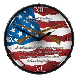 Collectable Sign and Clock 2nd Amendment Backlit Wall Clock