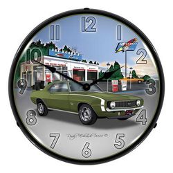 Collectable Sign and Clock 1969 Camaro SS Rocket Backlit Wall Clock