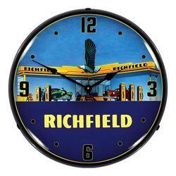Collectable Sign and Clock Richfield Gas Station Backlit Wall Clock