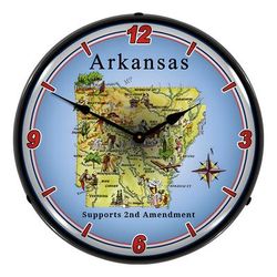 Collectable Sign and Clock Arkansas Supports the 2nd Amendment Backlit Wall Clock
