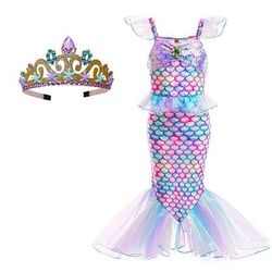 Settimana del libro 2026 La sirenetta La sirenetta La coda della sirenetta Abito da principessa acquamarina Abito da Halloween Costume da cosplay Costume da festa a tema Cosplay Film Cosplay per bambine Carnevale in maschera per bambini