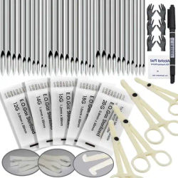 98/69/48/7PCS Piercing Tool Kit Professional Ear Nose Piercing Needles Clamp Glove Marker Pen Tragus Lip Navel Piercing Tool Set