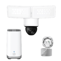eufy Floodlight Camera E340 with AC Cable + eufy HomeBase S380 White